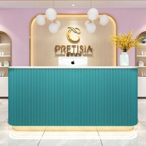 Clothing store cash register modern simple shop small counter light luxury nail salon bar round arc reception desk
