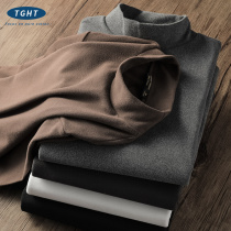 Half-height collar double-sided German velvet bottoming shirt men's autumn and winter new solid color plus velvet padded warm clothing heavy long sleeve T-shirt