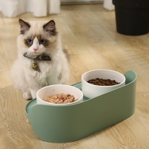 Cat Bowl Dog Bowl Pet Ceramic Month Half Bowl protection Cervical Spine Double Bowl Eating Basin Dog Food Water Bowl Anti-Over Bowl Basin