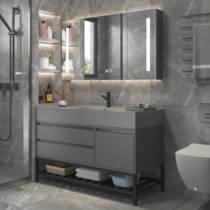 Simple modern face wash basin light luxury bathroom cabinet mirror cabinet combination rock one bathroom rock board wash table
