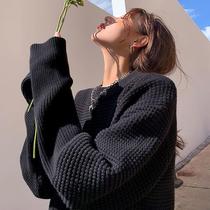 Winter new Korean version of retro lazy wind wearing thick student sweater female loose coat sweater coat tide