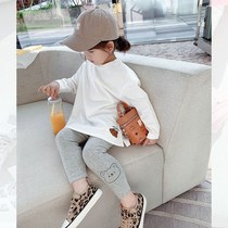 Girls 2021 spring new Korean version of foreign style little girl leggings small children Baby cartoon pants wear autumn