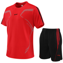 Sports suit mens short-sleeved shorts quick-drying breathable fitness suit summer badminton thin sweat-absorbing breathable running suit