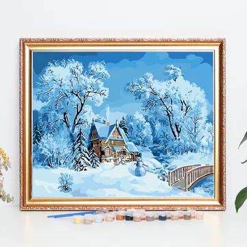 雪景色 油彩画 雪景数字油画-雪景数字油画促销价格、雪景数字油画品牌- 淘宝