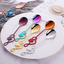 304ins spoon Korean cute coffee spoon Eat watermelon spoon Long handle mixing spoon Stainless steel spoon Creative gift