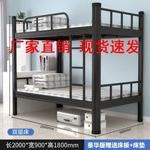 1M Double bunk bed Multi-child family double bed iron frame bed Construction site apartment Factory direct sales staff bed School