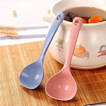 Splash-resistant spoon small plastic large handle thickened porridge spoon kitchen spoon household kitchenware porridge silicone