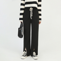 I am your cc Awan euphoria as jade ~ black high waist casual open fork wide leg pants black casual long pants