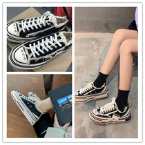 Wu Jianhao xVESSEL handmade canvas shoes vulcanized shoes female black and white Pink Cai Xukun Yu Wenle same mens shoes