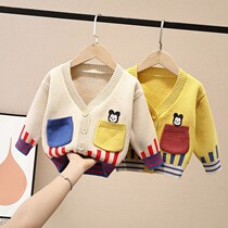 Childrens sweater cardigan coat 2021 new spring and autumn boys knitwear children tide baby Korean version of foreign gas