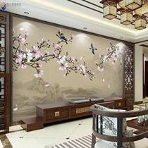 New Chinese ancient wind TV Background wallpaper bedroom seamless wallpaper hand-painted birdwallwallwallwallwallwallwallwallwall