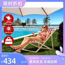 Gardeon Outdoor Lounge Wooden Beach Chair Deckchair Folding Terrace Australian local shipping single piece