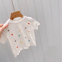2021 summer dress new girl child Baby Love picture Joker coat foreign style short sleeve base shirt
