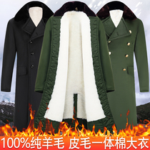 Sheepskin military cotton coat men's fur one winter long cold-proof northeast old-fashioned labor insurance padded warm cotton coat