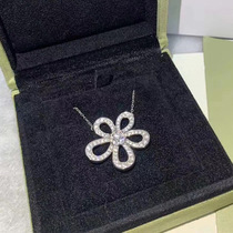 925 silver five-petal flower necklace Japanese and Korean simple all-match diamond sun flower mountain camellia thin clavicle chain silver jewelry