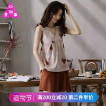 Sleeveless pajamas womens 2021 summer cotton shorts slim sexy cute vest suspender spring and autumn homewear two-piece set