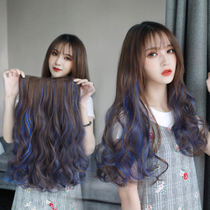 The female one-piece simulation seamless gradient color u-shaped hair extension big wave curly hair film