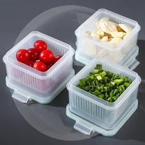 Scallion storage box plastic refrigerator food storage transparent sealed box onion ginger garlic ingredients fruit drain fresh storage box