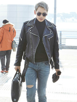 Haining autumn motorcycle leather jacket mens leather jacket star with tanned sheep leather slim short coat tide