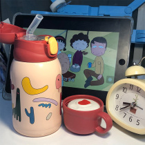 Childrens thermos cup 316 food grade women with straws for primary school water kettle kindergarten cute water Cup