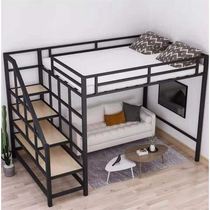 Provincial space Loft bed Modern bed High and low bed Under empty small apartment Wrought iron elevated bed Apartment dormitory Attic Provincial