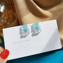 S925 silver needle Japanese and Korean ins style earrings cute gradient color bear earrings sweet niche ear clip 585