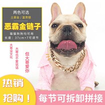 Net Red Pet Gold Necklace Teddy Octagothic Fighting Kitty Necklace Pet Necklace Ornaments Accessories Large Gold Chain