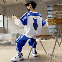 Boy Clothing Boy Spring Autumn Clothing Suit 2022 New Handsome Kids Clothes Spring Sports Ocean Korean version of the wave