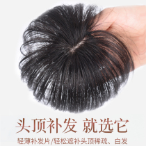 Wig piece top hair replacement piece female cover white hair wig piece real hair make up head short real hair fluffy light natural summer