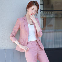 Pink professional suit suit womens New Age-reducing foreign-style thin suit temperament goddess style overalls two-piece suit