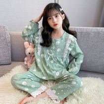 Girls pajamas long sleeves Spring and Autumn Thin 2022 Autumn Children Girls Autumn Ice Silk Home Wear Girls Big Boys Autumn Wear