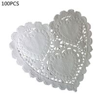 2021 New 100Pcs Set 4 Inch 10cm Heart Shape Paper Doily Whit