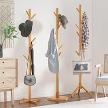 Bedroom temporary clothes artifact Coat rack Vertical single rod simple shelf Hanging bag rack Floor-to-ceiling storage Solid wood guest