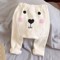 Big fart pants female baby beats bottom pants boy pants 2022 new spring and autumn three months high waist gear to wear small bear