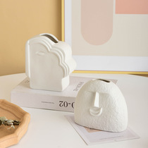 Human Face Shaped Ceramic Flower Vases Innovative Simple Abs