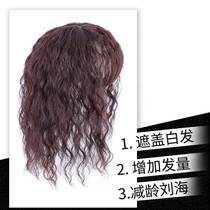 Simulation hair wig top hair replacement piece fake bangs female corn hot curly hair cover white hair cover pad hair natural no trace