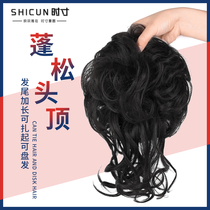 Wig piece female curly hair bangs replacement block one piece of fluffy head cover white hair natural forehead small curly hair summer