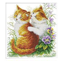 Kissing Cats DIY Stamped Cross Stitch Kits DIY Needlework We