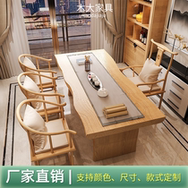 Customize the new Chinese tea table and chairs combined solid wood Kung Fu tea table minimalist office Guest Tea Table Balcony Suit