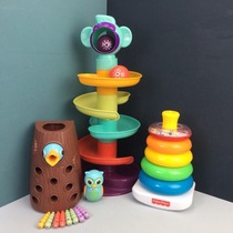 Baby toys three-piece set Fisher Rainbow stacked woodpecker catching insects fun track turn Music Toys