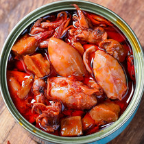 Spicy sea hare can spicy seafood cooked food instant canned scallop clams big conch meat snack