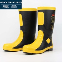 17 New lightweight fire boots fire rescue rain boots yellow rubber boots anti-smashing and puncture-proof high-barrel water shoes comfortable