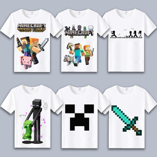 Minecraft MC boys and girls short-sleeved summer clothes student T-shirt gem endman half-sleeved outfit trendy