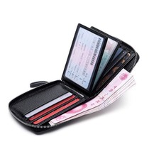 Driver's license leather card bag two-in-one wallet leather card bag men's multi-card wallet short zipper line