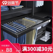 Wardrobe trouser rack telescopic storage rack home multifunctional pull-out pull basket push-pull hanging pants drawing rack cabinet accessories