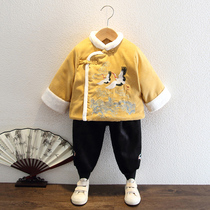 Baby New Years clothing Chinese style winter clothing childrens thick New Years festive childrens clothing boy Tang suit