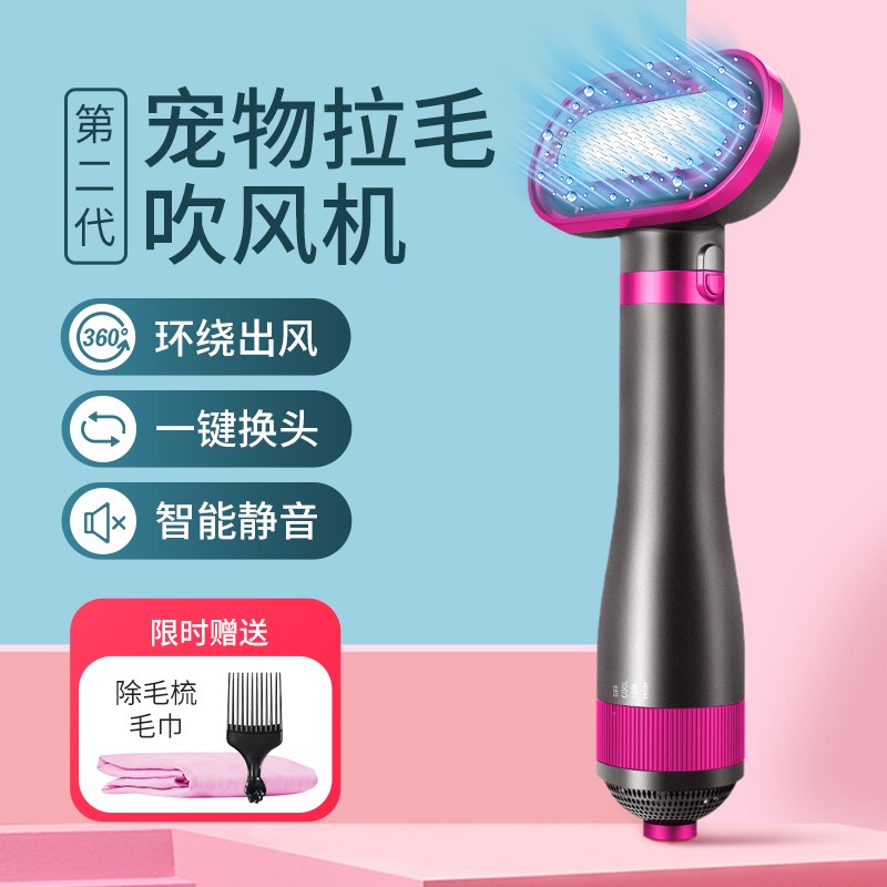 Dog hair dryer Pull hair artifact Quick-drying Pet large dog special one Cat silent high-power comb hair