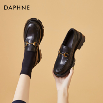 Daphne British style small leather shoes women Spring and Autumn single shoes thick soled shoes a pedal 2021 new black loafers