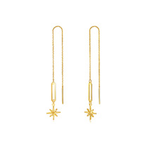 New Vietnam Sharkin Eight Mans Stars Long Flow Suear Thread Brass Gilded Stars Earline Lady Earrings