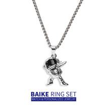 Tide brand astronaut necklace men and women design sense wild street hip hop colorful couple spaceman hanging pendant